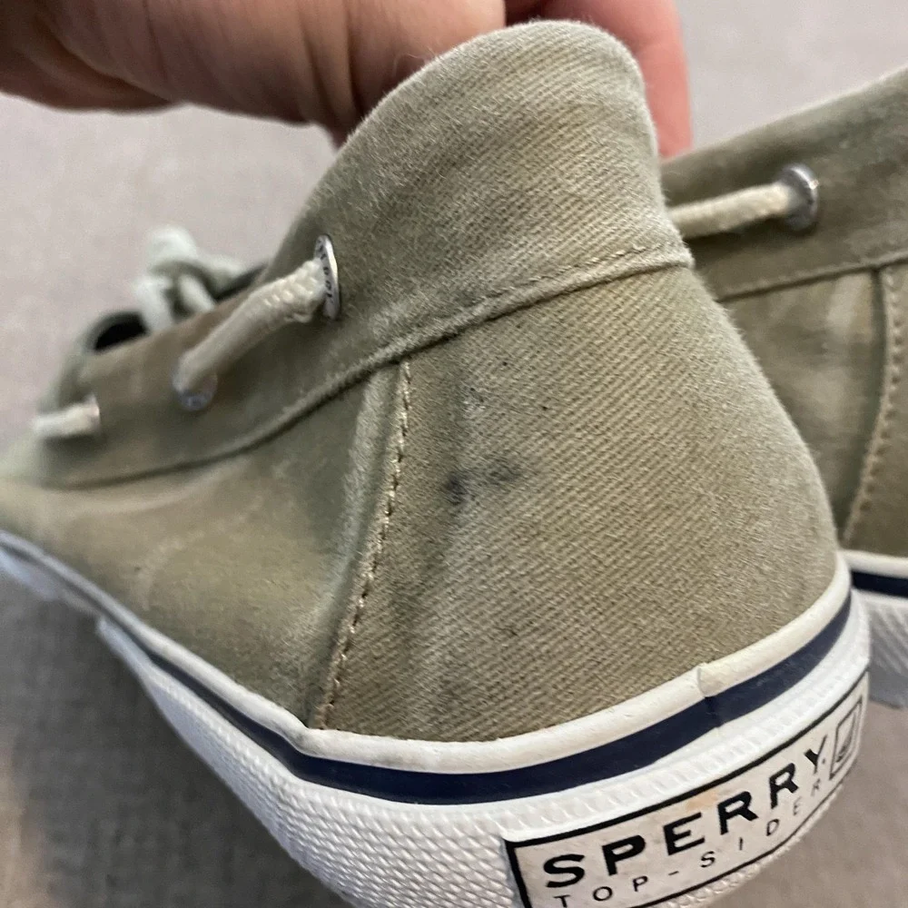 Sperry Top-Sider Boat Shoes Mens Size 13 Green Canvas Casual Deck Non-Slip